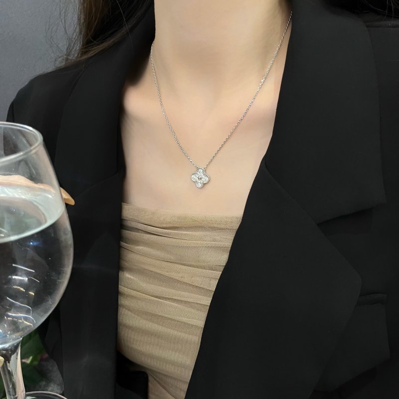 Rose Gold Clover Crystal Pendant Necklace view