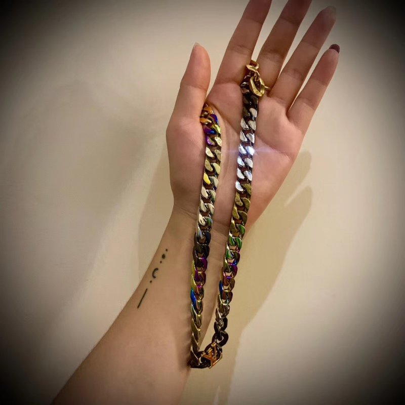Louis Vuitton Monogram Chain Link Necklace - Rainbow Multi