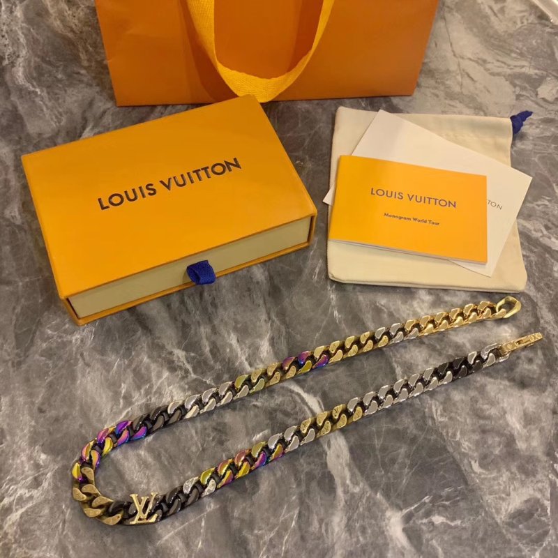 Louis Vuitton Monogram Chain Link Necklace - Rainbow Multi view