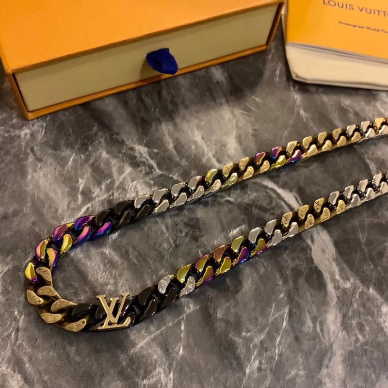 Louis Vuitton Monogram Chain Link Necklace - Rainbow Multi view