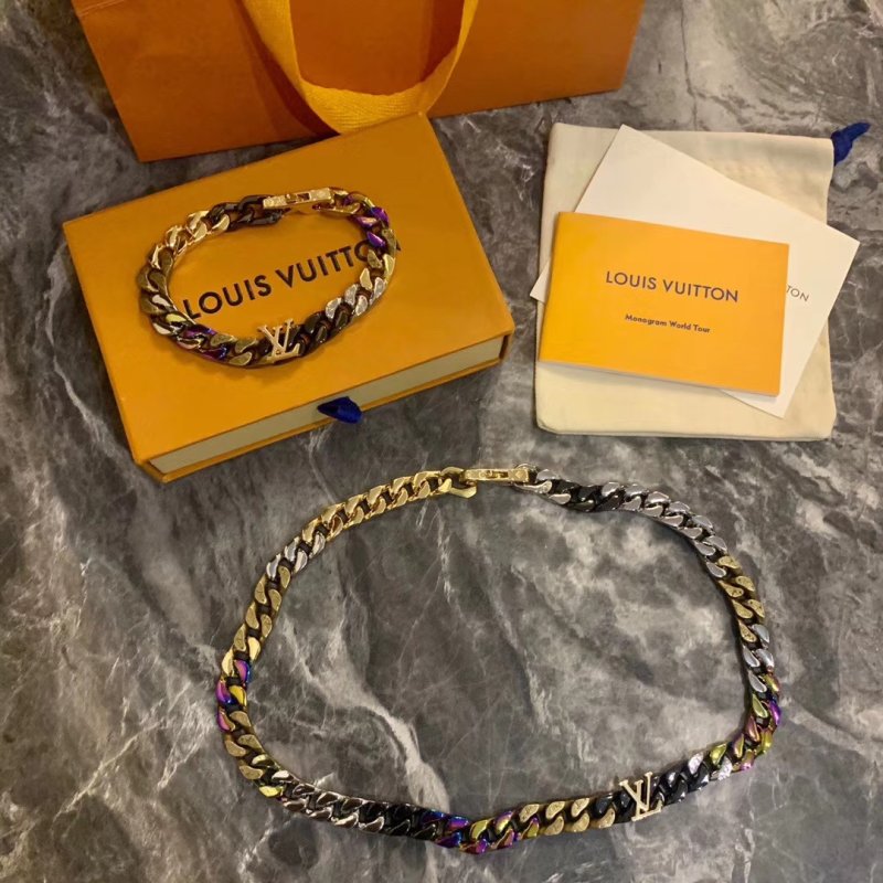 Louis Vuitton Monogram Chain Link Necklace - Rainbow Multi view