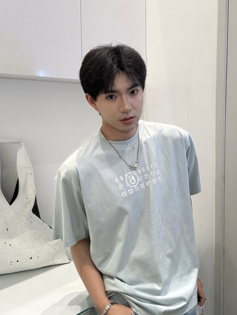 White Short Sleeve T-Shirt with Numeric Calendar Graphic Print view