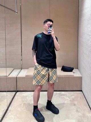 Burberry Beige Check Bermuda Shorts view 1