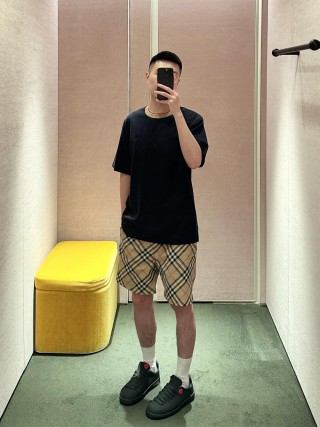 Burberry Beige Check Bermuda Shorts view 6