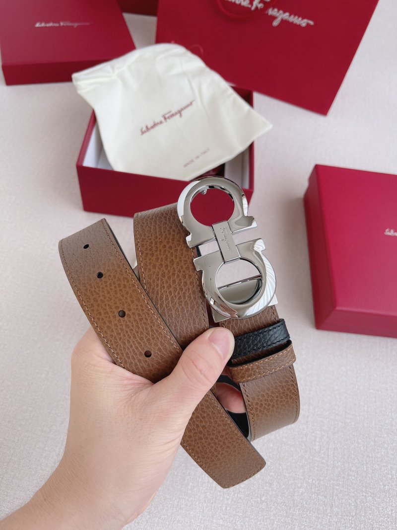 Salvatore Ferragamo Reversible Leather Belt Tan/Black