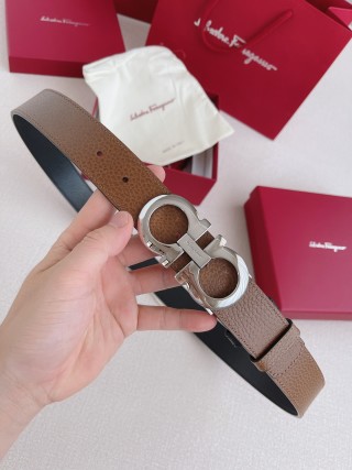 Salvatore Ferragamo Reversible Leather Belt Tan/Black view 2
