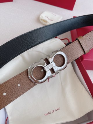 Salvatore Ferragamo Reversible Leather Belt Tan/Black view 3