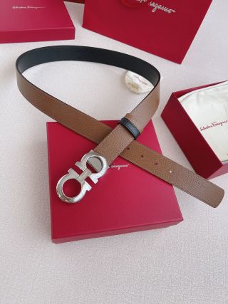 Salvatore Ferragamo Reversible Leather Belt Tan/Black view 4