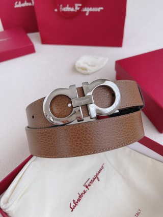 Salvatore Ferragamo Reversible Leather Belt Tan/Black view 5