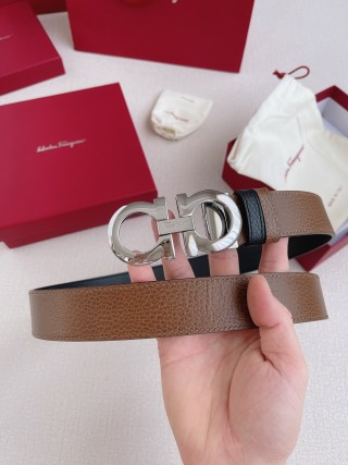 Salvatore Ferragamo Reversible Leather Belt Tan/Black view 6