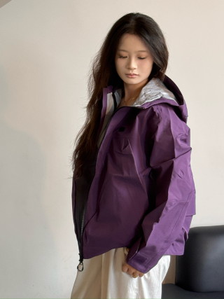 Purple Oversized Windbreaker Jacket with Reflective Lining view 1