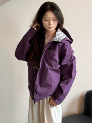 Purple Oversized Windbreaker Jacket with Reflective Lining view 2
