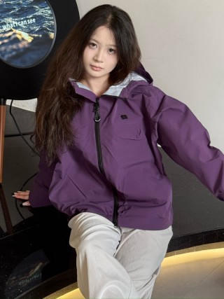 Purple Oversized Windbreaker Jacket with Reflective Lining view 6