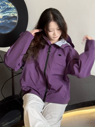Purple Oversized Windbreaker Jacket with Reflective Lining view 8