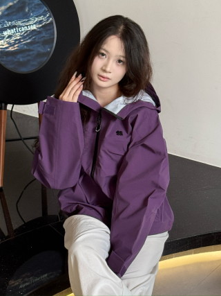 Purple Oversized Windbreaker Jacket with Reflective Lining view 9