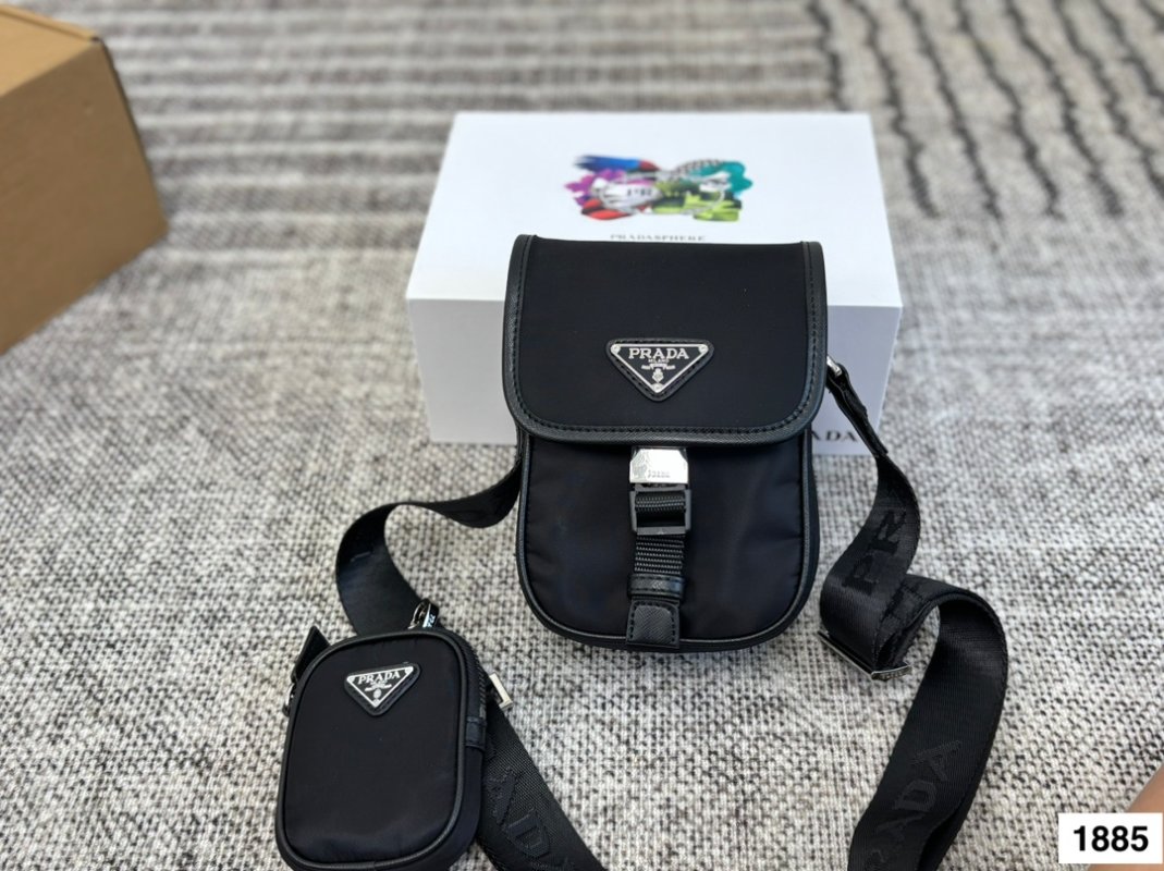 Prada Nylon Shoulder Bag Black view