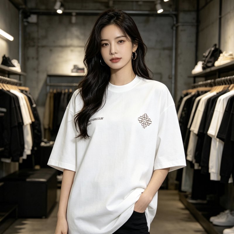 White Short Sleeve T-Shirt with Geometric Back Print view