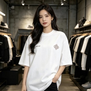 White Short Sleeve T-Shirt with Geometric Back Print view 4
