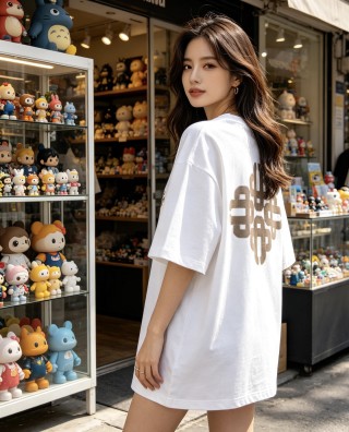 White Short Sleeve T-Shirt with Geometric Back Print view 7