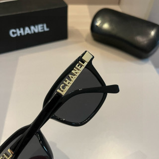 Chanel Black Square Sunglasses with Gold Chain Detail view 7