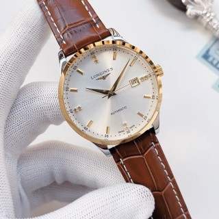 Longines Automatic Classic Watch - Silver Dial Brown Leather