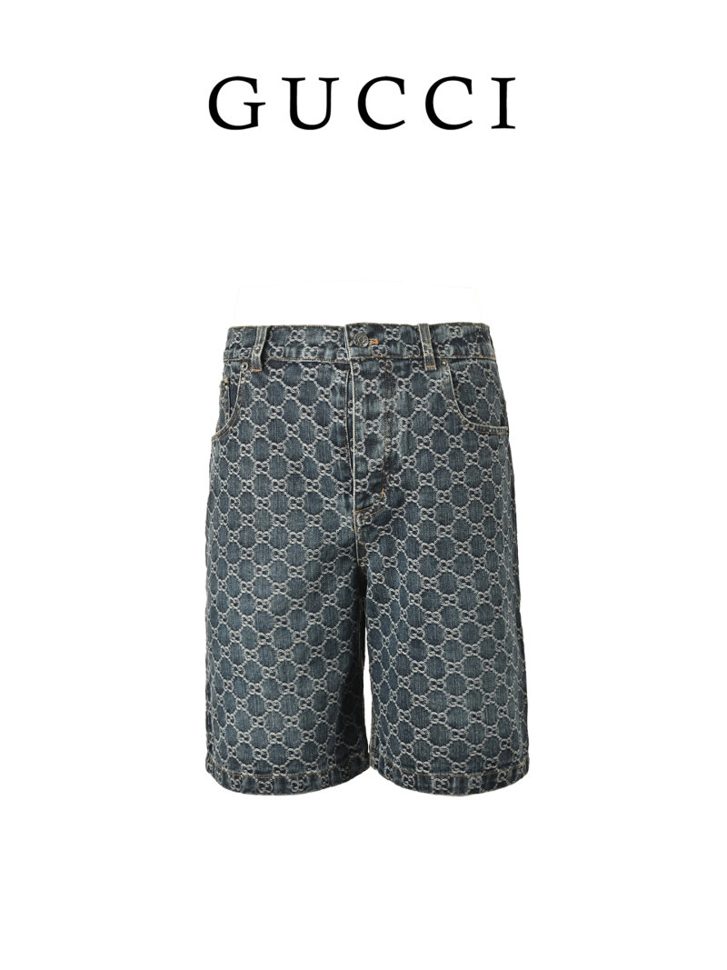 Gucci GG Monogram Denim Shorts Navy view