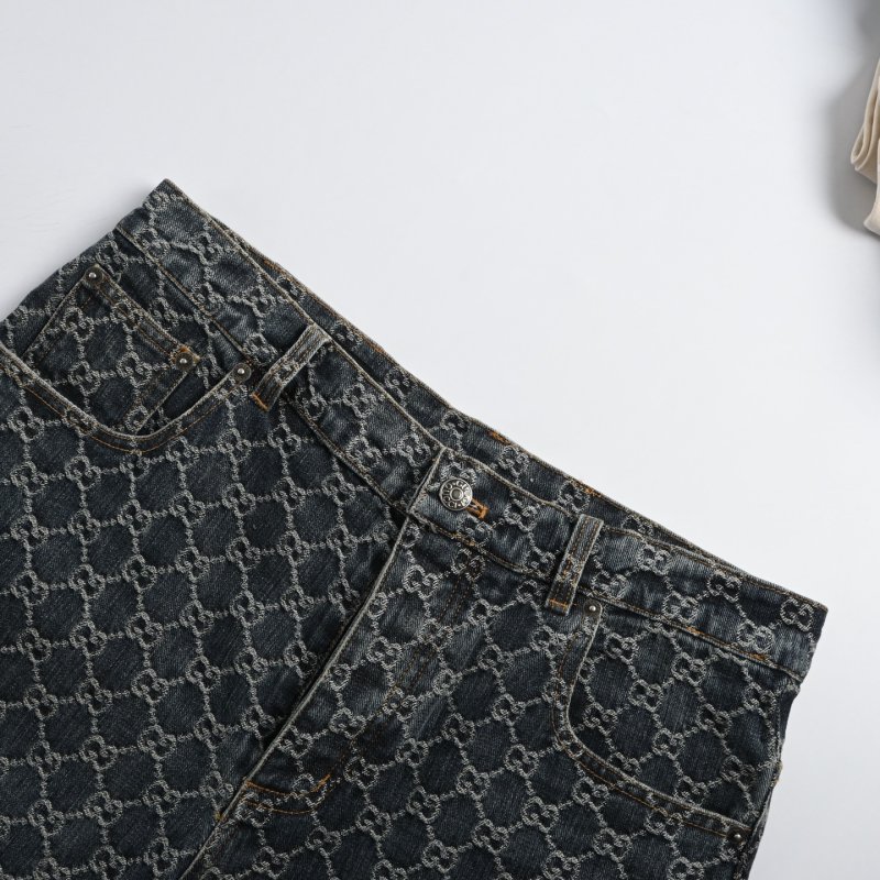 Gucci GG Monogram Denim Shorts Navy view