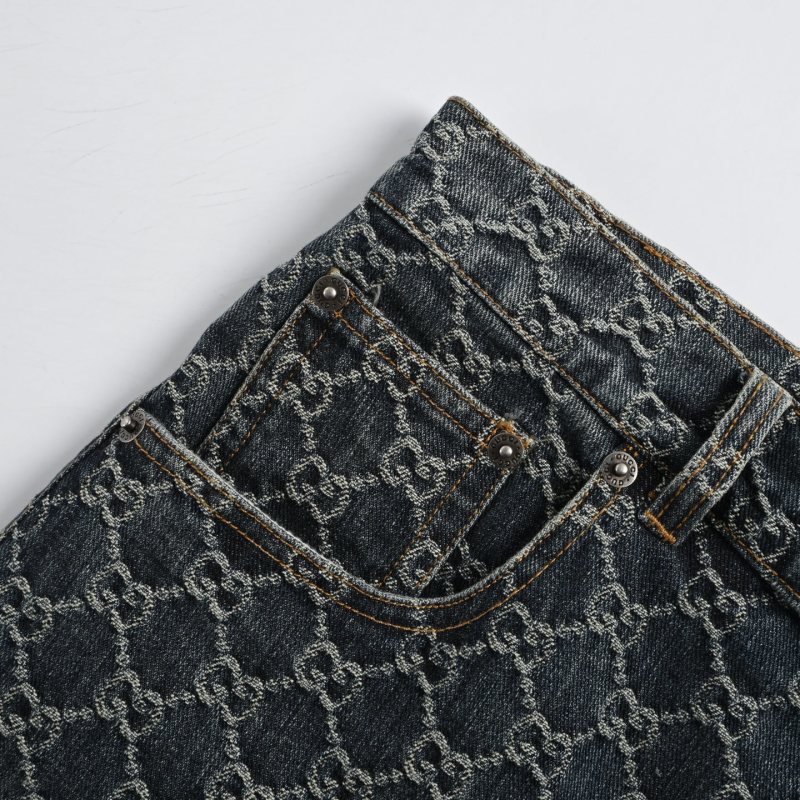 Gucci GG Monogram Denim Shorts Navy view
