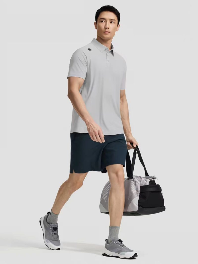 Descente Silicone Logo Sport Polo Shirt Grey view