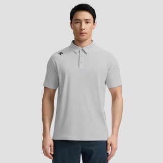 Descente Silicone Logo Sport Polo Shirt Grey view 3