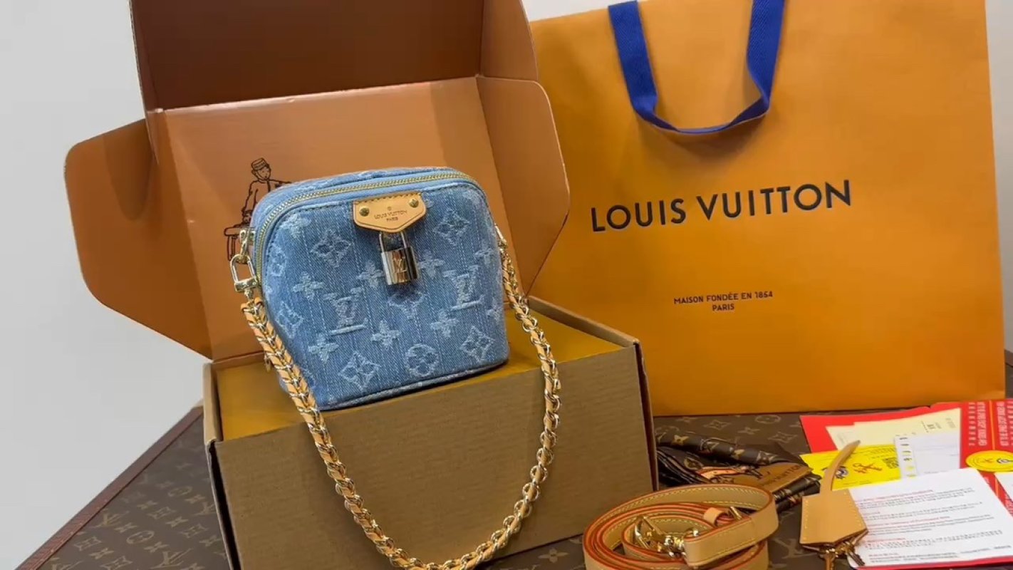 Louis Vuitton Denim Monogram Crossbody Bag Blue