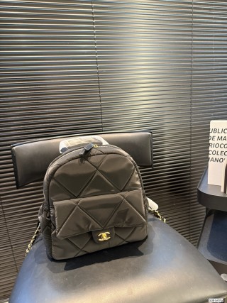 Chanel 25N Quilted Nylon Backpack - Olive view 1