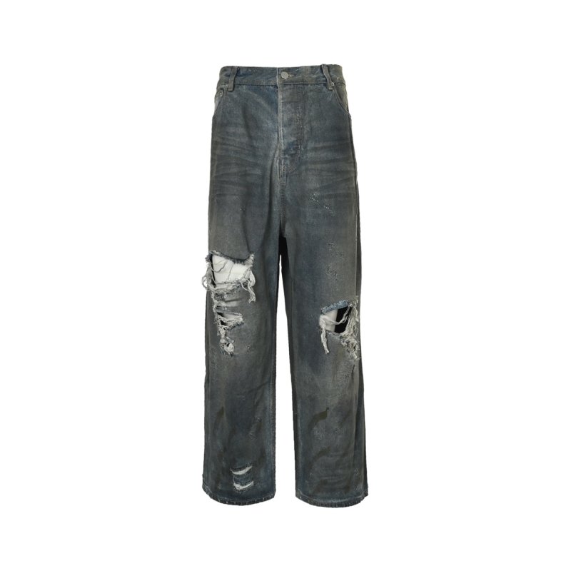 Essentials Blue Distressed Ripped Denim Jeans view