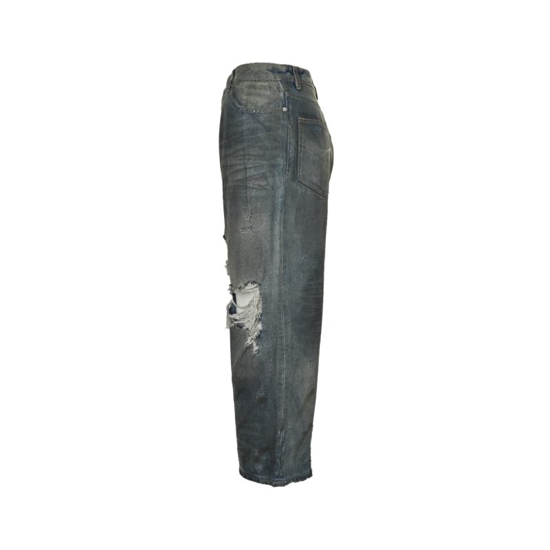 Essentials Blue Distressed Ripped Denim Jeans view