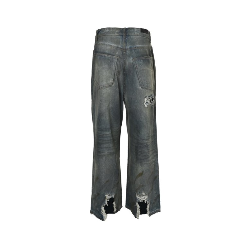 Essentials Blue Distressed Ripped Denim Jeans view