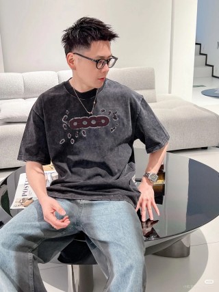 Vintage Washed Black Graphic Print T-Shirt view 1