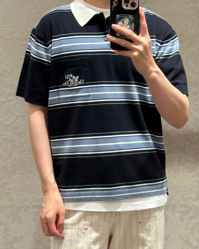 Polo Ralph Lauren Navy Blue Stripe Polo T-Shirt