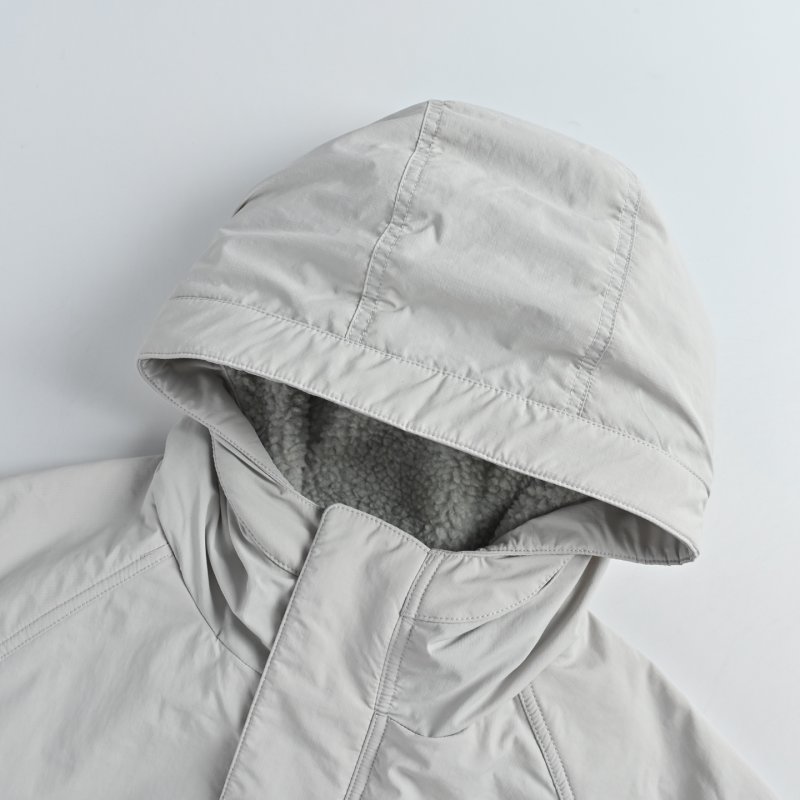 Alberni Dual-Face Wool Fleece Hooded Jacket White view