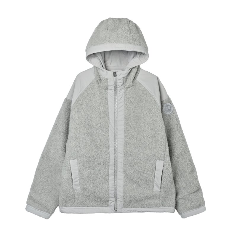 Alberni Dual-Face Wool Fleece Hooded Jacket White view