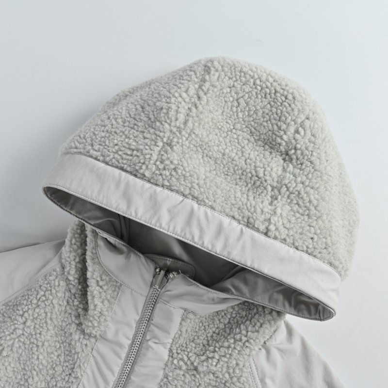 Alberni Dual-Face Wool Fleece Hooded Jacket White view