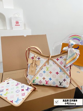 Louis Vuitton Carryall Multicolor Monogram White Canvas Shoulder Bag view 3