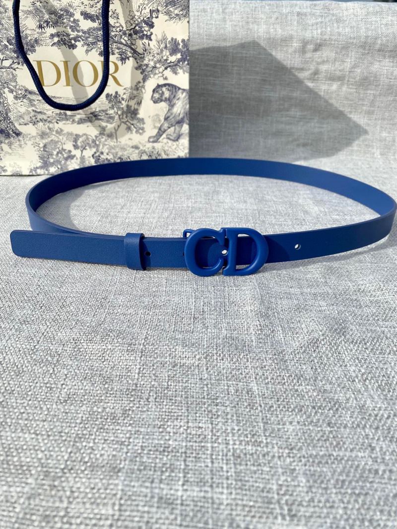 Dior CD Buckle Slim Belt – Royal Blue Leather