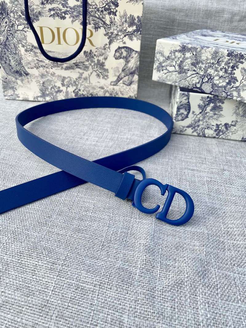 Dior CD Buckle Slim Belt – Royal Blue Leather view