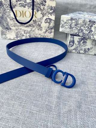 Dior CD Buckle Slim Belt – Royal Blue Leather view 2