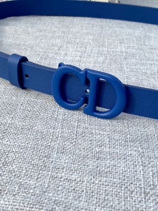 Dior CD Buckle Slim Belt – Royal Blue Leather view 3