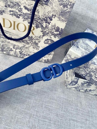 Dior CD Buckle Slim Belt – Royal Blue Leather view 4