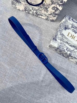 Dior CD Buckle Slim Belt – Royal Blue Leather view 5