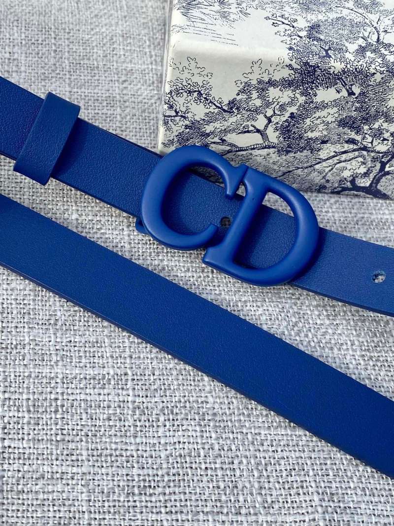 Dior CD Buckle Slim Belt – Royal Blue Leather view