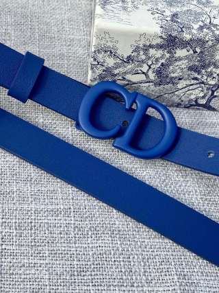 Dior CD Buckle Slim Belt – Royal Blue Leather view 6