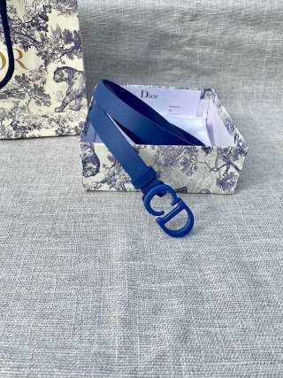 Dior CD Buckle Slim Belt – Royal Blue Leather view 8